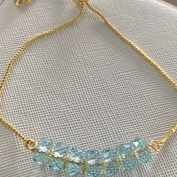 Gold and Aqua Crystal Bracelet - Picture 5 of 11